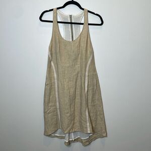 Illia Linen Dress with Leather Trim Size 2